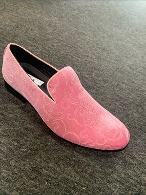 Mens Pink slip on smoker velvet shoe for men and boys